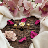 Vriksham Gold Look Alike Floral Dual Finger Ring- White-G20076